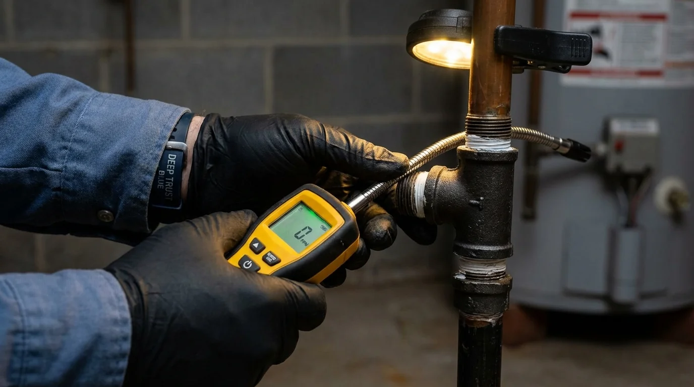 Gas leak detection with electronic sniffer by Johns Plumbing LLC in Pittsford