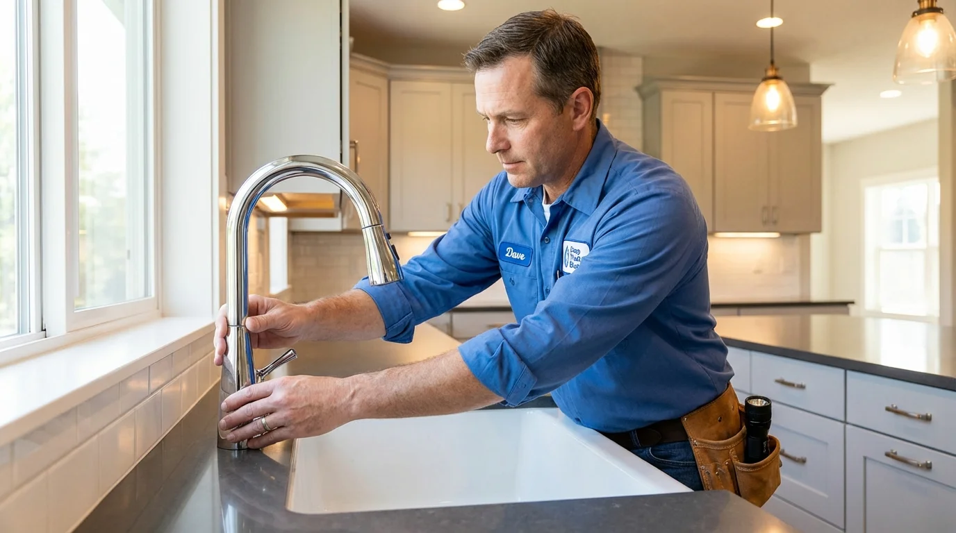 Kitchen faucet installation by Johns Plumbing LLC in Pittsford